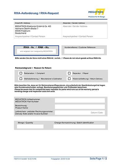 RMA Request